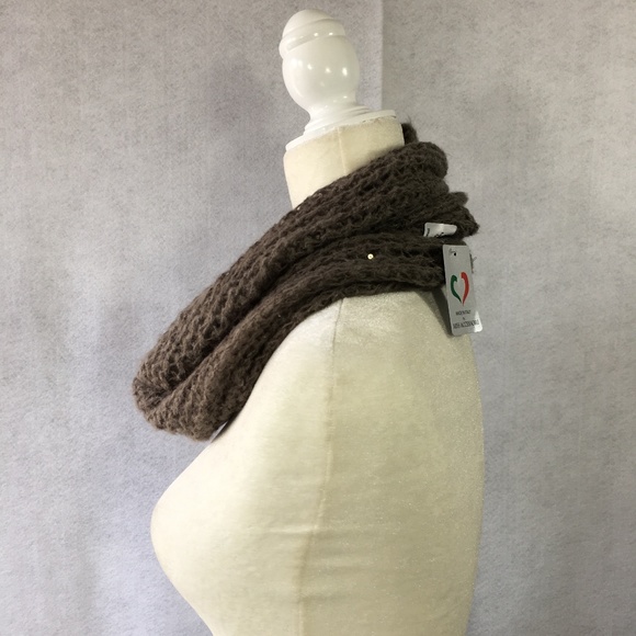 NEW Made In Italy Italian Brown Sequined Scarf - Picture 5 of 8